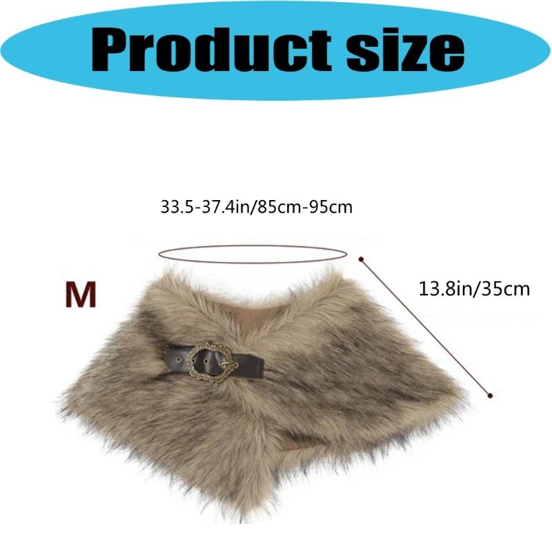 Faux Furs Shawl with Buckles Fashion Costume Collar Role Play Capes For Cosplay And Medieval Themed Event
