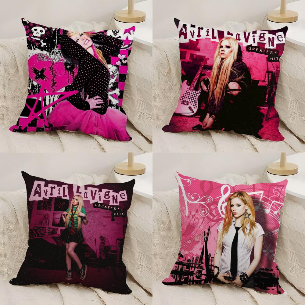 AAvril Ramona Lavigne Cushion Cover Silky Short Plush DoubleSided Printed Pillow Case for Sofa All Seasons Home Decor Gift