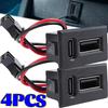 Dual Type C USB Receptacle Female Socket Connector Chassis Mount 2 Port Power Charging Adapter for Car Dashboard Auto Parts Kit