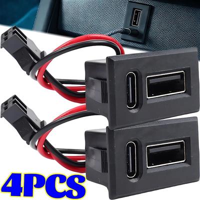 Dual Type C USB Receptacle Female Socket Connector Chassis Mount 2 Port Power Charging Adapter for Car Dashboard Auto Parts Kit