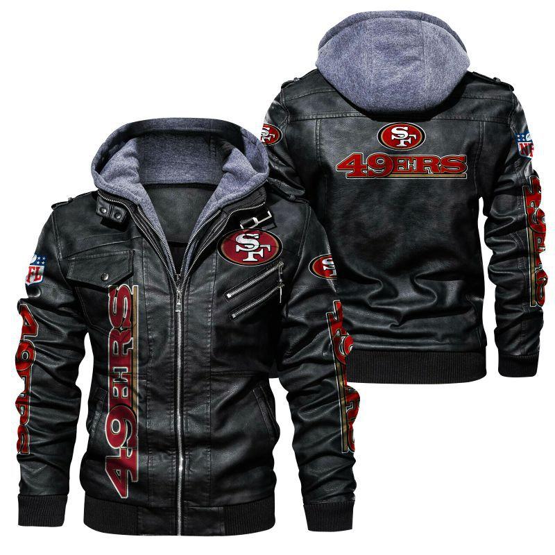 Euro size team leather jacket fake two-piece hat man removable PU locomotive print leather jacket