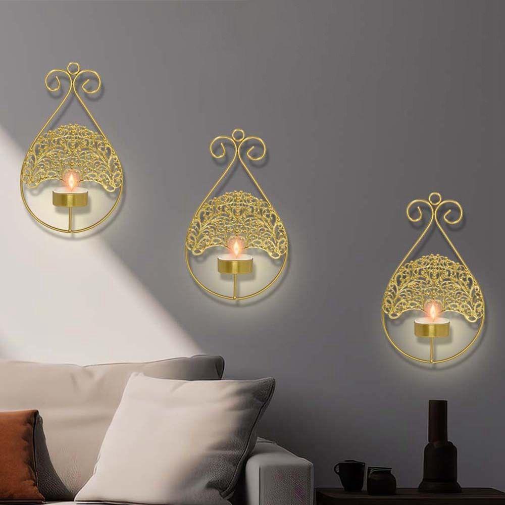 Guldmetall Träd Ljusstake Dekorativ Hängande Aromaterapi Hylla Bröllop