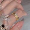 Elegant Floral Butterfly Double Layer Ring For Women Adjustable Size Fashion Accessory