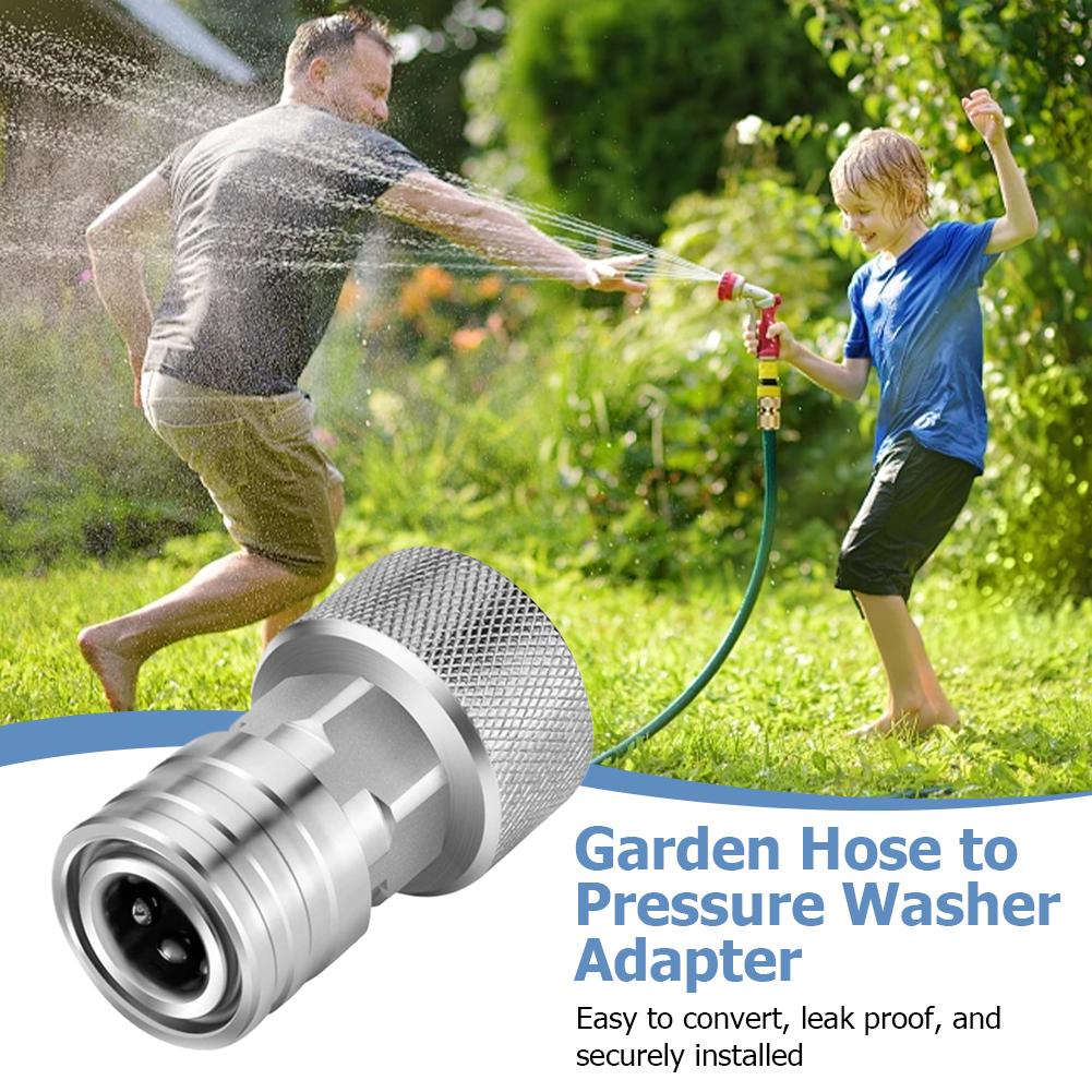 Garden House Adapter For Pressure Washer 3/4" Garden Hose (GHT) To A High-pressure 1/4" Quick Connect Fitting Leak-Proof
