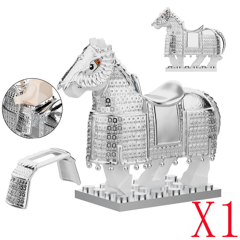 MOC Medieval Soldier Figure Building Block Warhorse Cloak Sword Saddle Helmet Military Accessories Gift Toys Kids Bricks