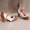 Damen High Heels Einzelne Schuhe Frühling und Sommer Neu Bequem Dicke Ferse Große Größe Leichte Mund Schnalle Niedrige Schuhe