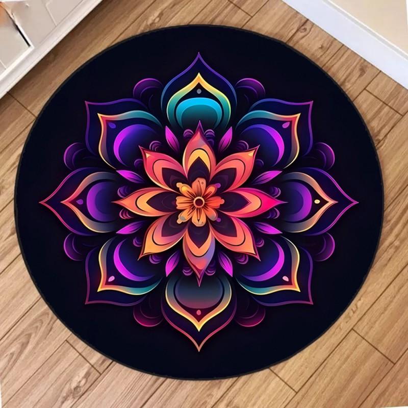 Bohemia Mandala Round Carpet Living Room Geometric Ethnic Flowers Circle Rug Bedroom Anti-slip Vintage Floor Mat Home Decor