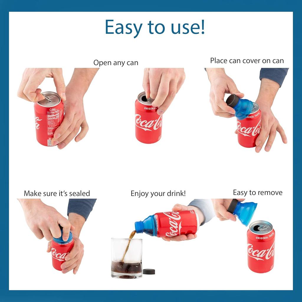 Reusable Soda Can Lids - Spill-Proof, Snap-On Covers for Freshness and Protection, Set of 6 Colorful Can Toppers