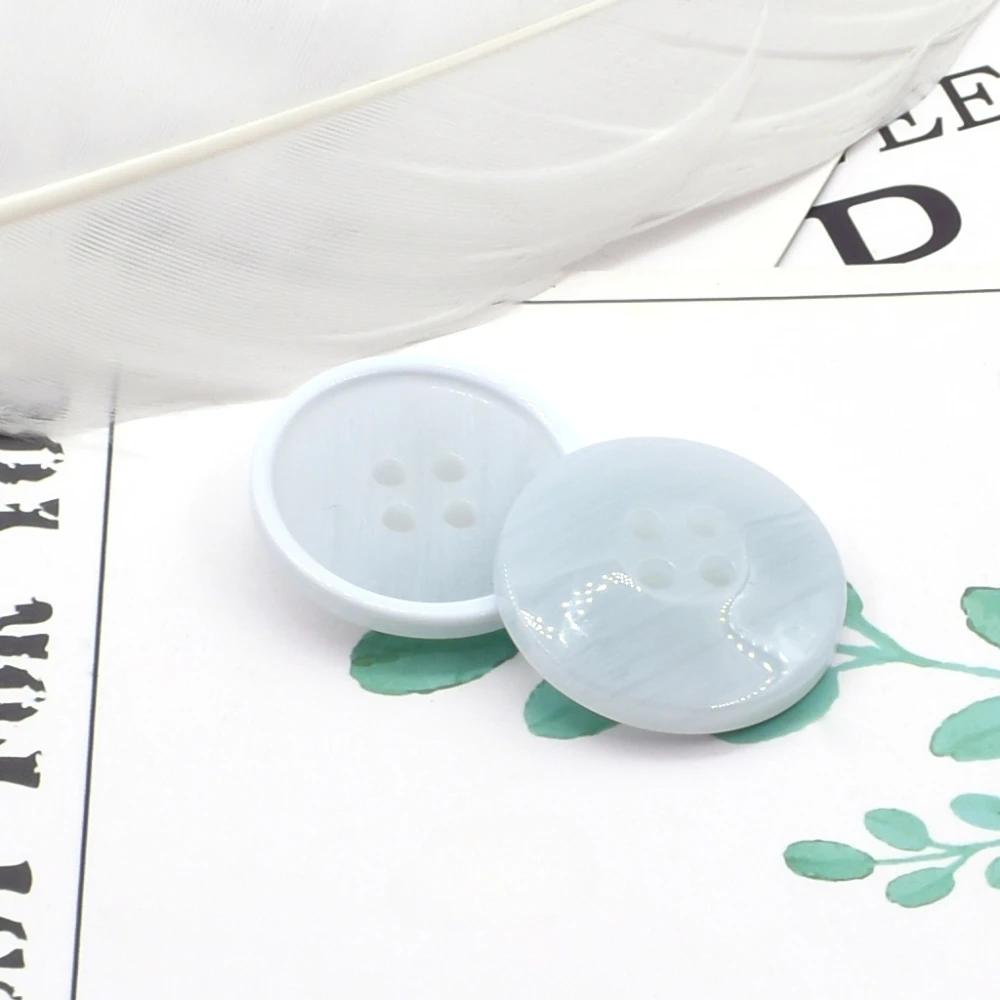 10Pcs/bag Beautiful 4-hole Buttons Round Concave Resin Buttons Skirt Blouse Sewing Accessories