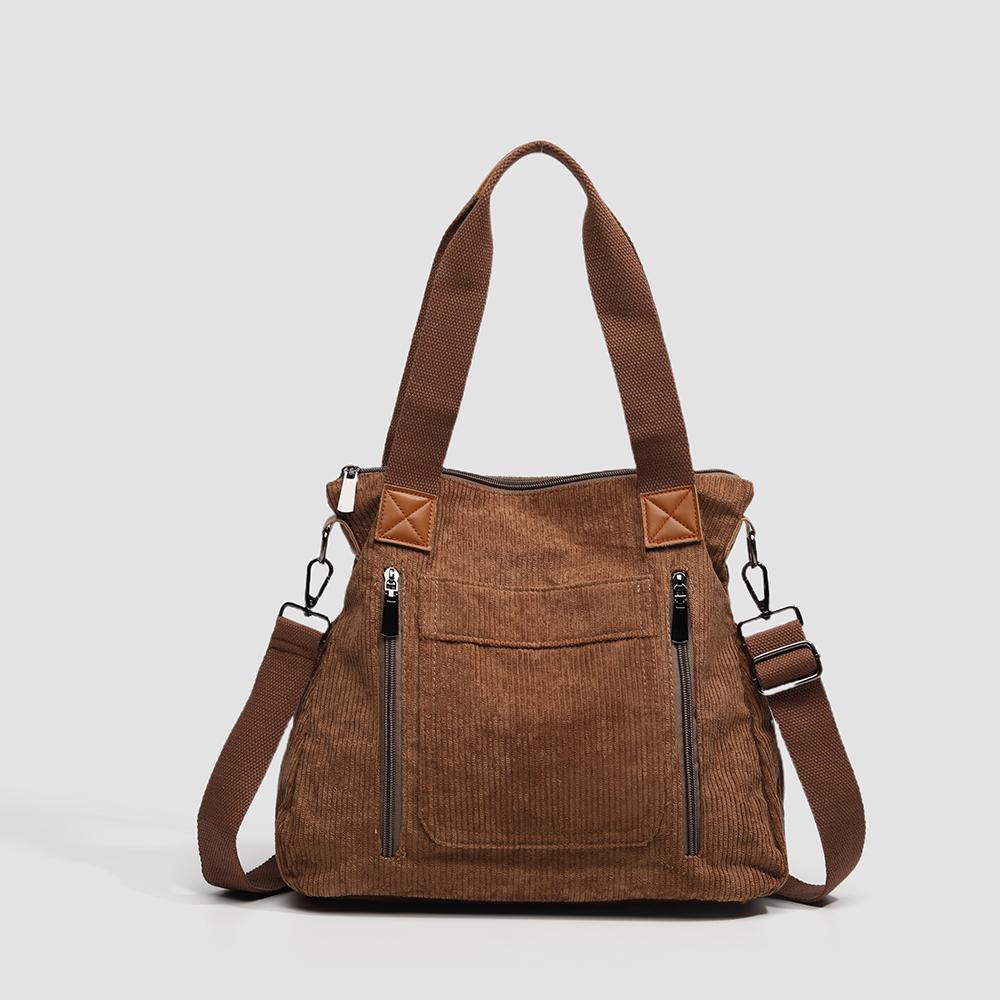 Ladies and men s universal casual fashi corduroy material handbag simple shoulder bag messenger bag коричневый