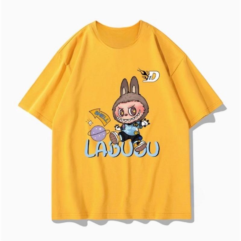 LABUBU Collaboration Short-sleeved T-shirt for Men in Summer, Labubu Doll Accessories, Loose and Versatile Clothes, Half-sleeved