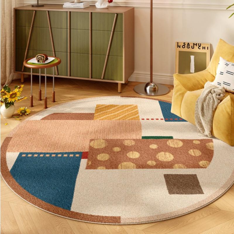 Nordic Style Rugs for Bedroom Washable Living Room Decoration Round Carpet Dopamine Color Lounge Soft Mat Anti-slip Bedside Rug