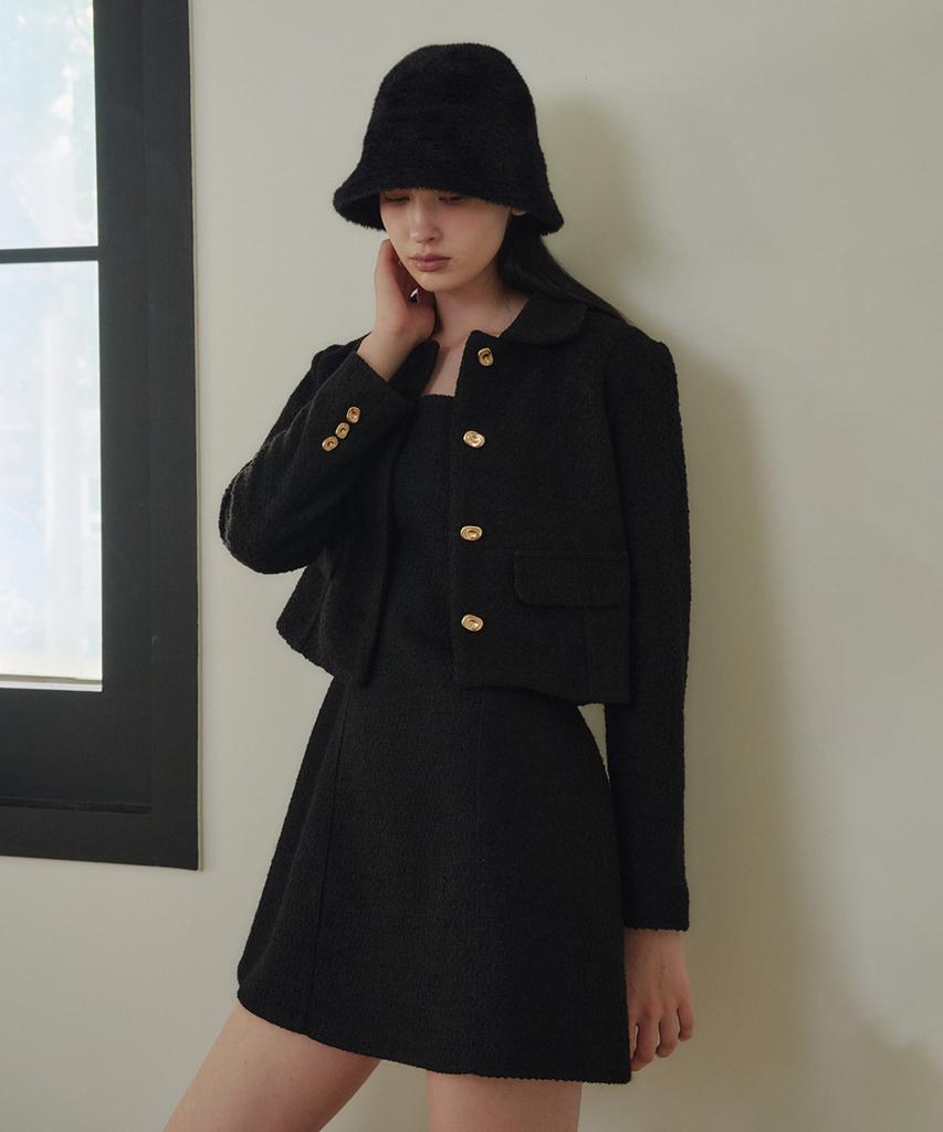 MARROT Petit Collar Wool Tweed Jacket_Black