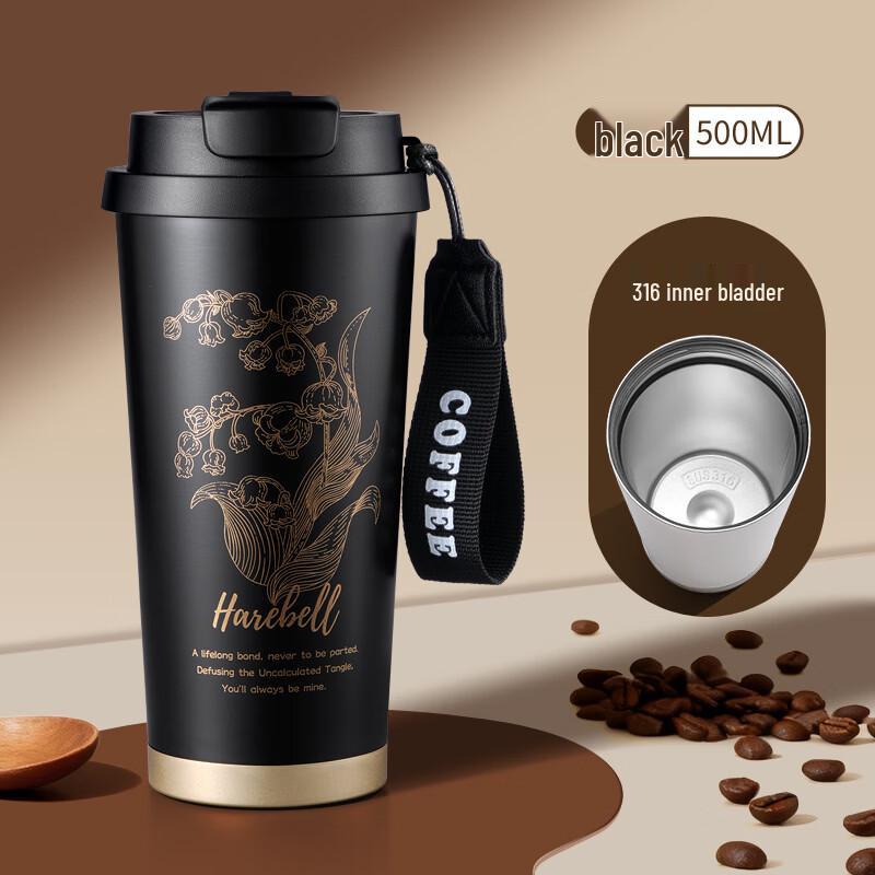 Shixun 500ml Stainless Steel Insulated Coffee Mug with Double-Drink Straw