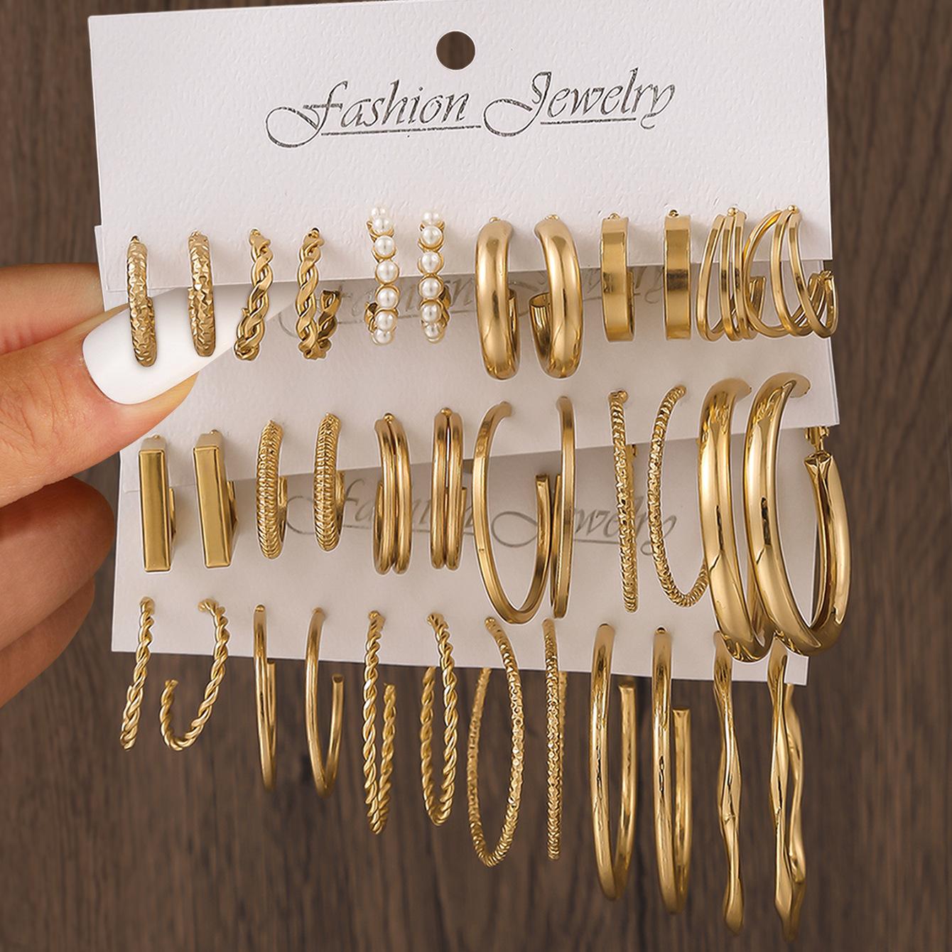 Hot Selling Geometric Ring Earrings Set Elegant Earrings Simple Plain Ring Earrings