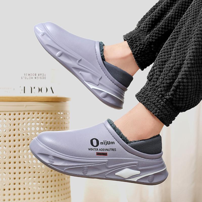 Winter Men's Warm Slippers Cotton Slippers Wrap Heels Outdoor Indoor Warm Shoes Men Home Bedroom Plush Warm Slippers 38-45