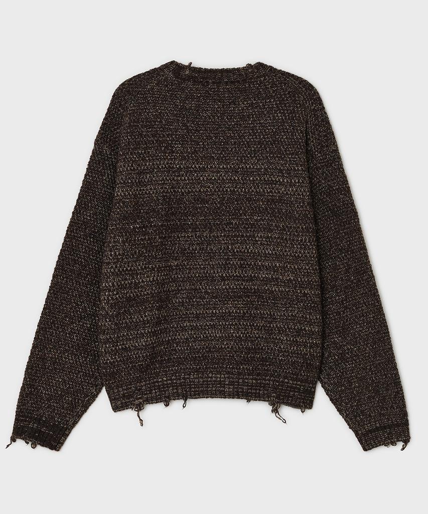 Bellie Scarf Crewneck Sweater - Melange Brown