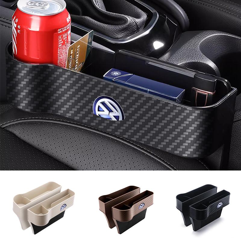 Car Seat Gap Organizer Auto Carbon Fibre Storage Box Accessories For Volkswagen Vw Tiguan Jetta Mk6 Scirocco Polo 6R Touran