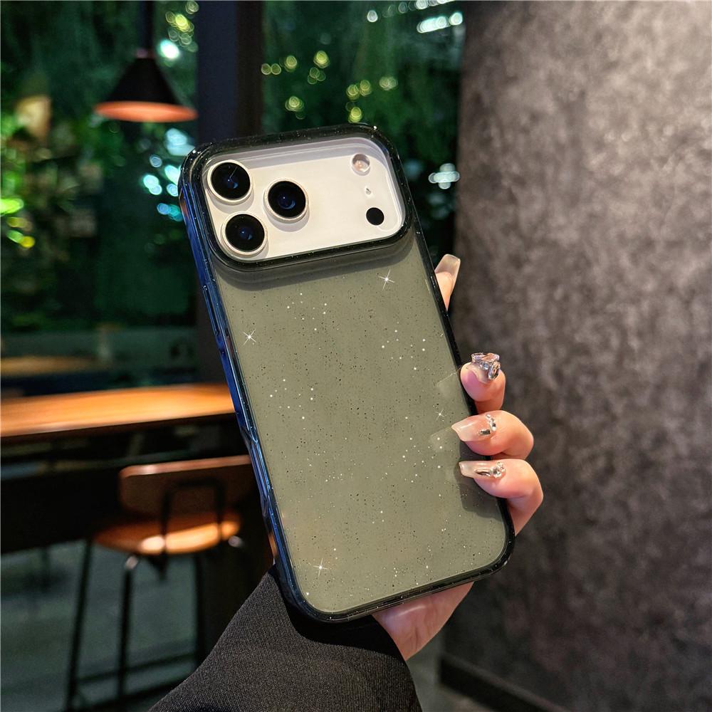 

Совместим с iPhone 17 Pro Max: Прозрачный чехол с блестками «Звездное небо» с защитой углов воздушными подушками. iPhone 17 Air прозрачный/чёрный