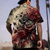 Rose Flower Skull 3D Print T-Shirts Men Women Hip Hop Street Tees Casual Short Sleeve T Shirt Harajuku Top Men's Clothing