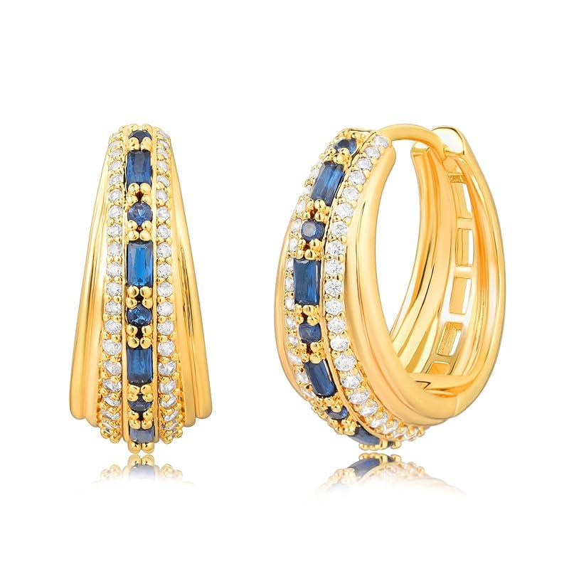 

Fettero earrings ladies hoop earrings Popularity fine red blue white zirconia Compatible with metal allergies 14k gold plated