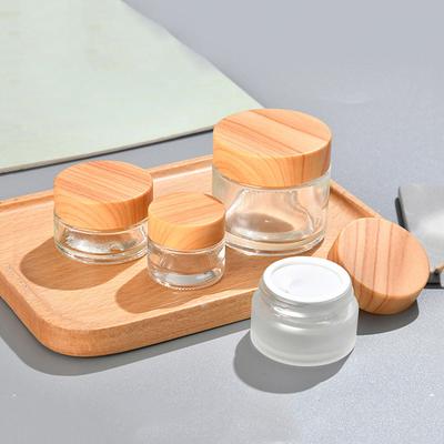 Mini-Glasgefäß, Kosmetik-Unterverpackung, Füllung mit Holzmaserung, Verschluss, Flasche, Gesichtscreme, Lippenstift, Vorratsbehälter, Zuckerguss, nachfüllbar
