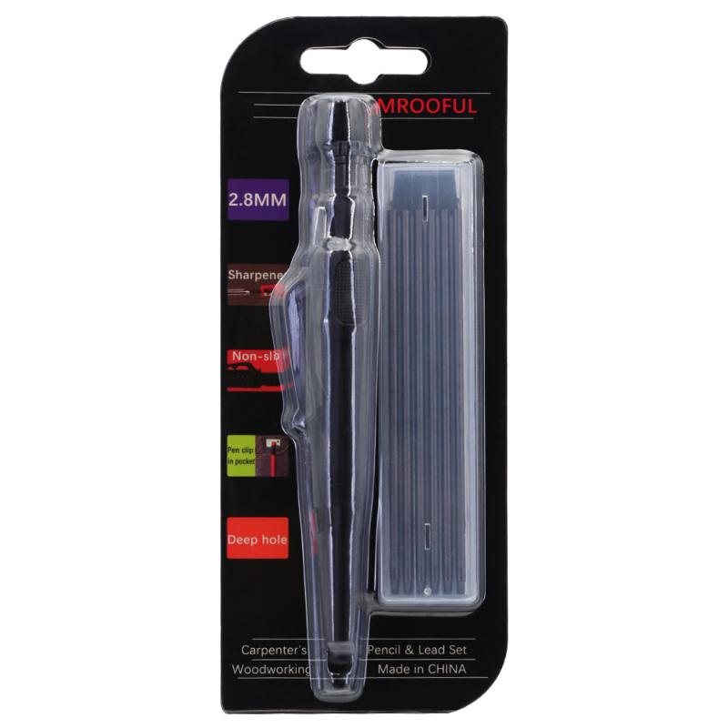 

2.8 Mm Carpenter S Pencil Set With Protective Cover And Sharpener 2B Leads Woodworking Tools Carpenter Engineers Supplies чёрный