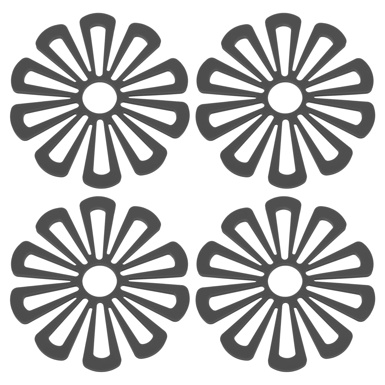 

uxcell Силиконовые подставки, набор из 4 штук, термостойкие подставки для кастрюль, сковородок, тарелок, противоскользящие (Темно-серый)