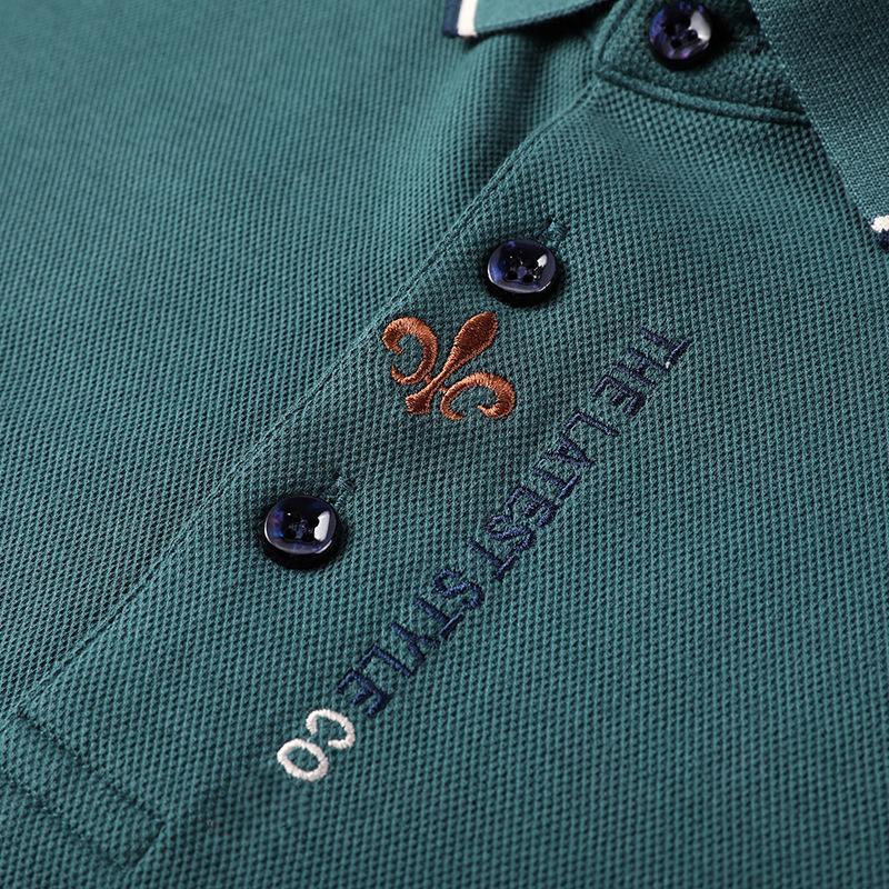 Lapel Long-sleeved T-shirt Men's Embroidered Trendy T-shirt Spring and Autumn New Men's Polo Top