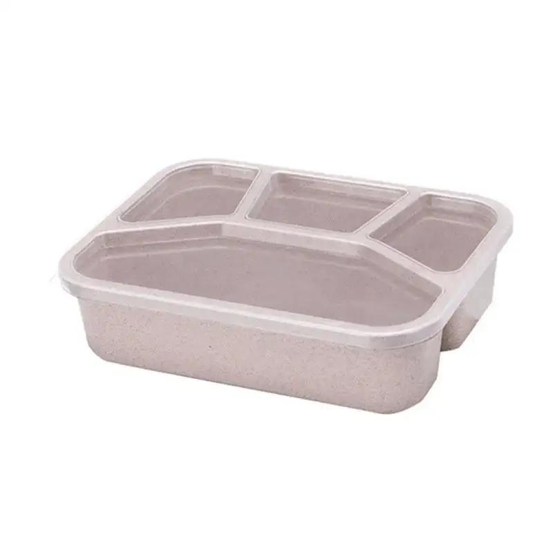Bento Box Lunch Box Adult LunchBox Containers For Toddler Kids Adults 4 Compartments Fork Leak-Proof Microwave Dishwasher