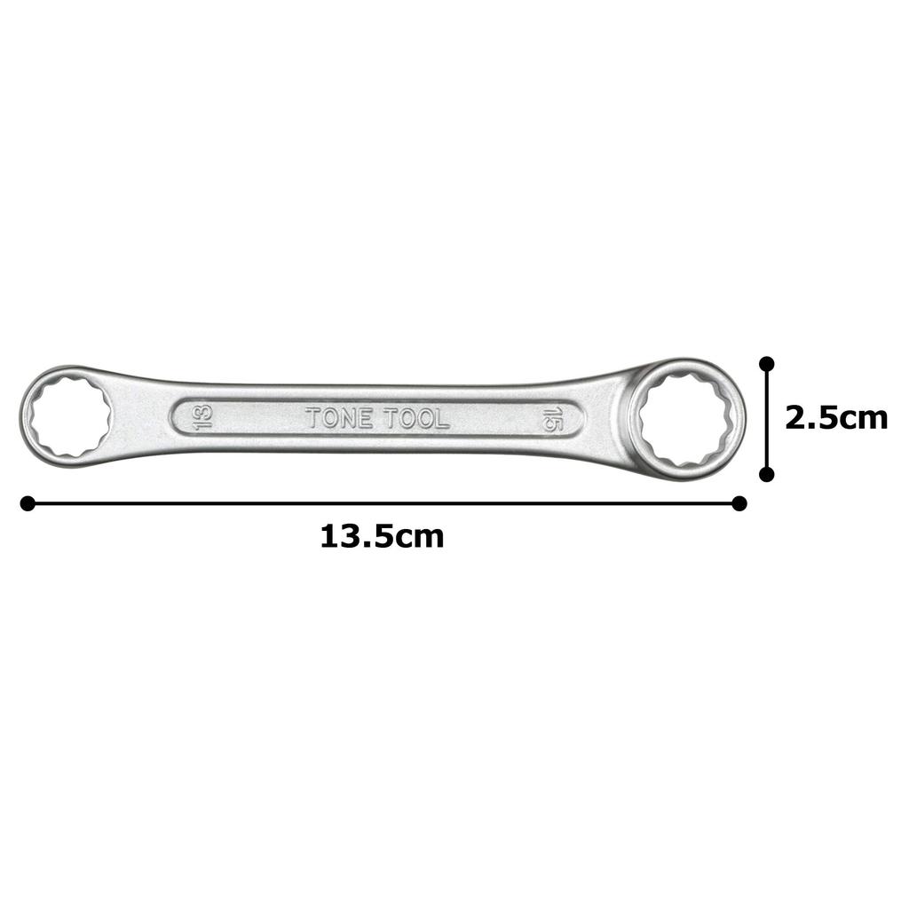 TONE Short Box Wrench Width across flats 13 x 15 mm (Straight) HPM03-1315