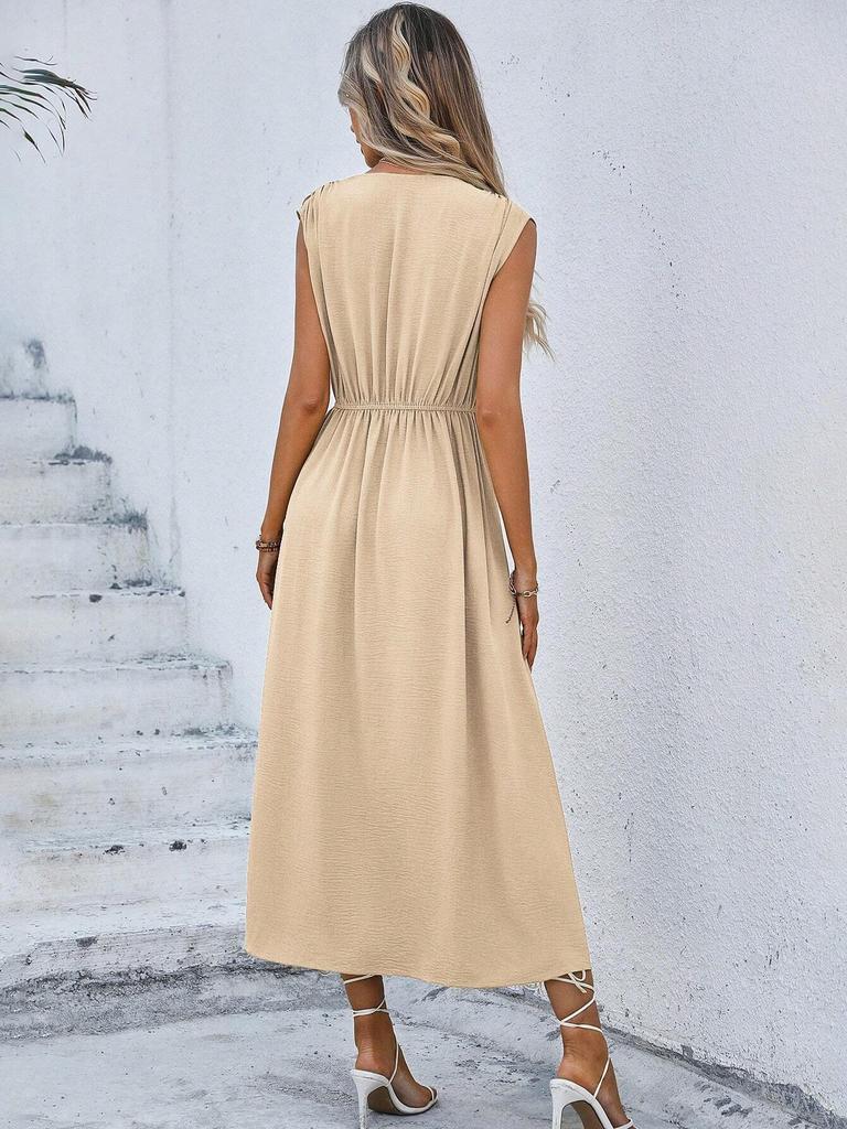 2026 Summer Women's Solid Color Elegant Lace-up Long Dress