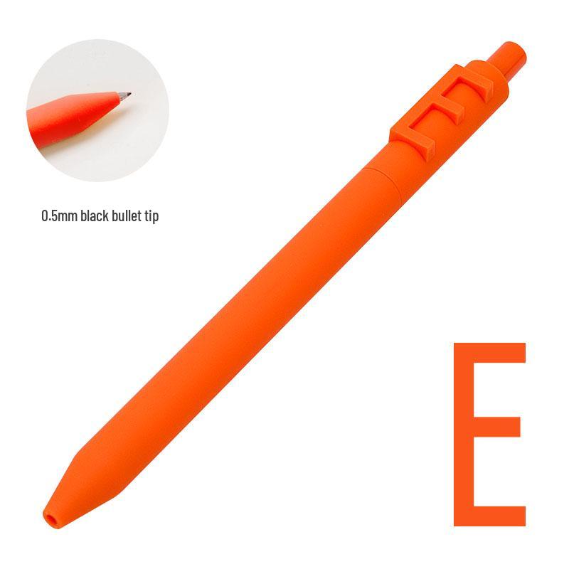 Shuyuan Black Gel Pen - Push-Button, Student Use, Minimalist Design, Candy-Colored Silicone Barrel.