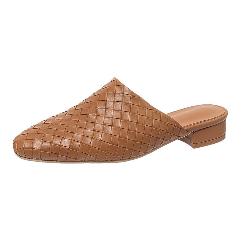 FOREADA Women PU Leather Mules Round Toe Flats Concise Design Ladies Fashion Casual Shoes Spring Autumn Gold Silver 45