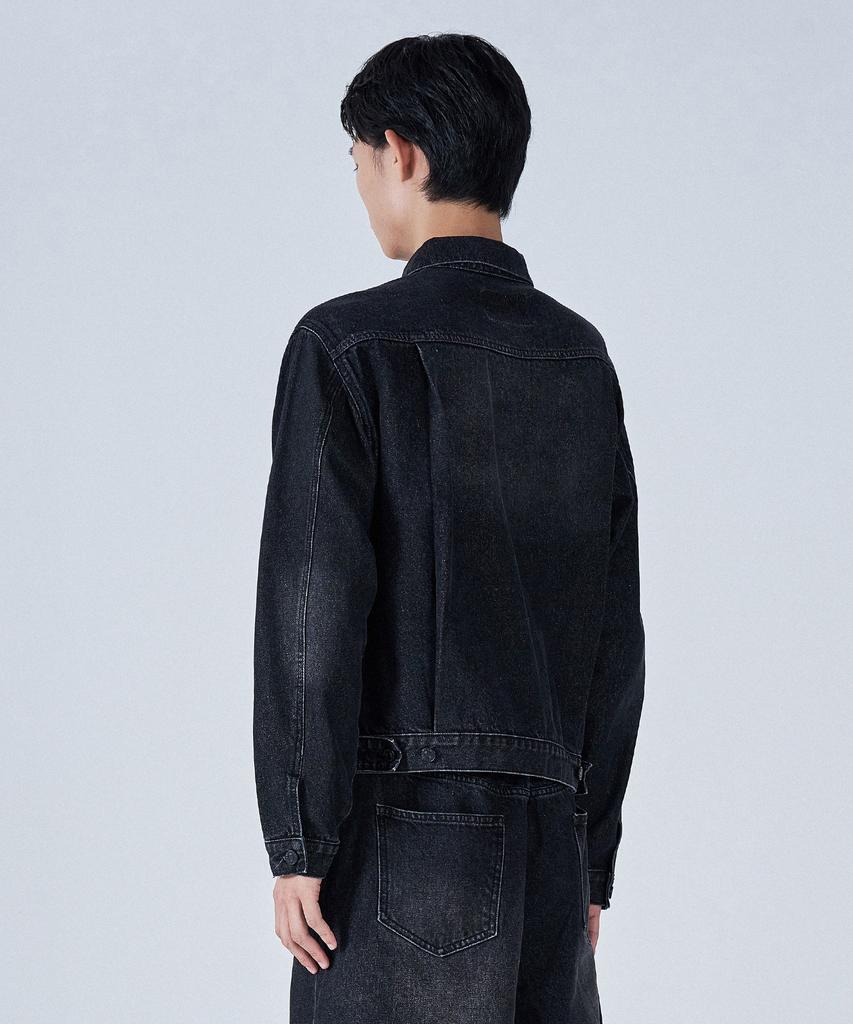 PROJECT3 Washed Denim Trucker Jacket [Black Denim]_Tj1016