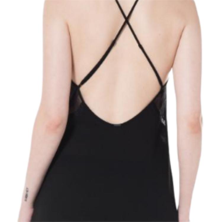 Calvin Klein Solid Color Short Lace Camisole Dress Women Dresses Black QS6846-UB1