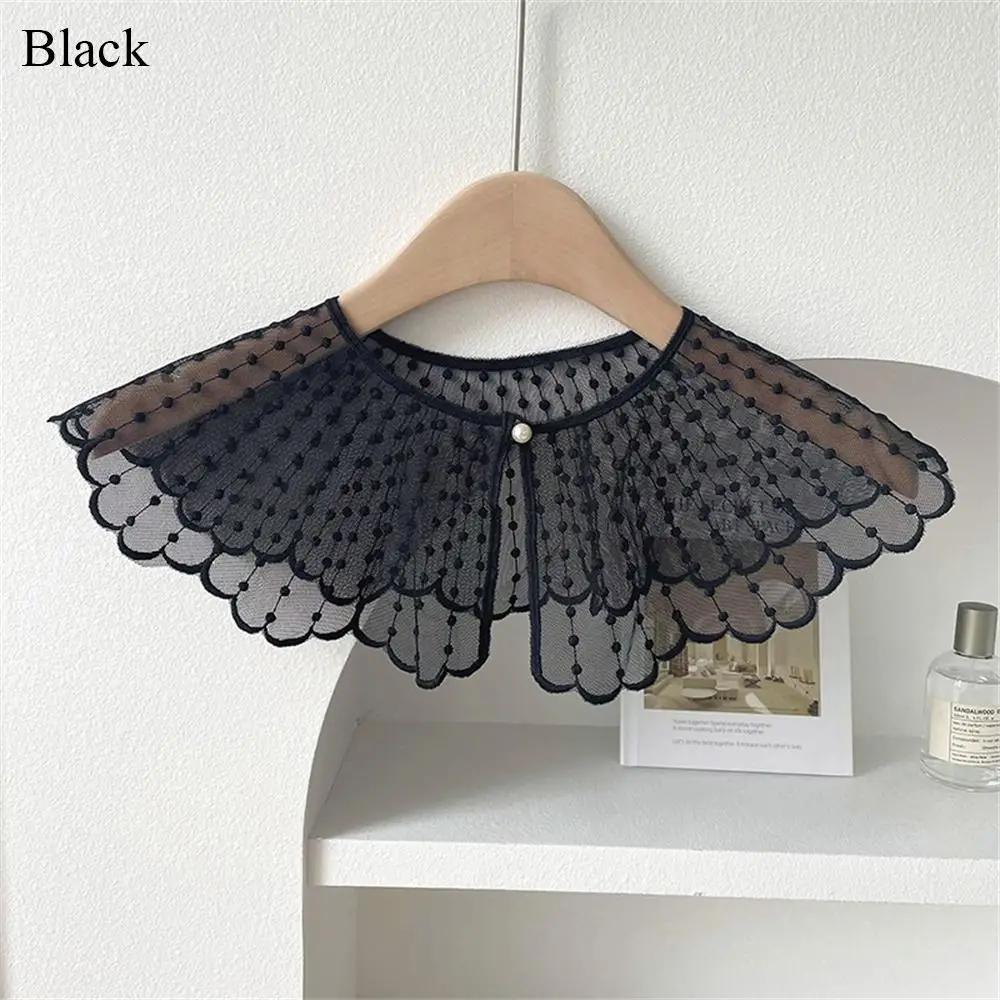 Fake Collar Blouse Detachable Collar For Women Clothes Accessories Fashion Ladies Shirt Collar Pearls Lace Embroidered Shawl