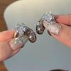 Flower Blossom Rotating Ear Clip Earrings For Earphone Non Pierced Women Shining Jewelry For Party And Office Style
