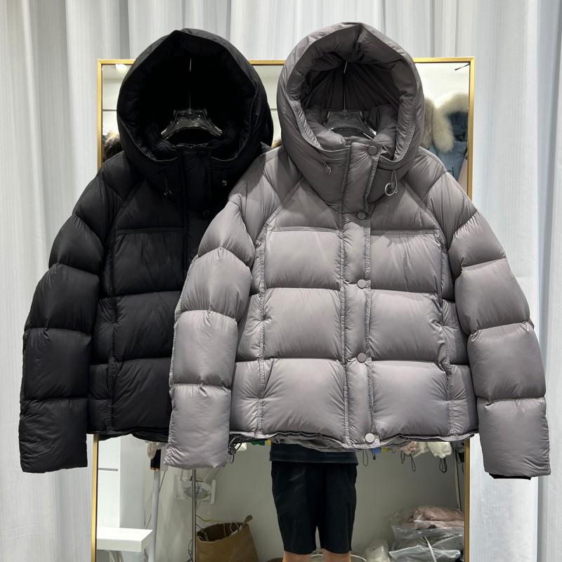 Womens Short Puffer Jacket With Hood 90% White Duck Down Ultra-Soft Cloud-Like Warmth Loose Fit Winter Coat