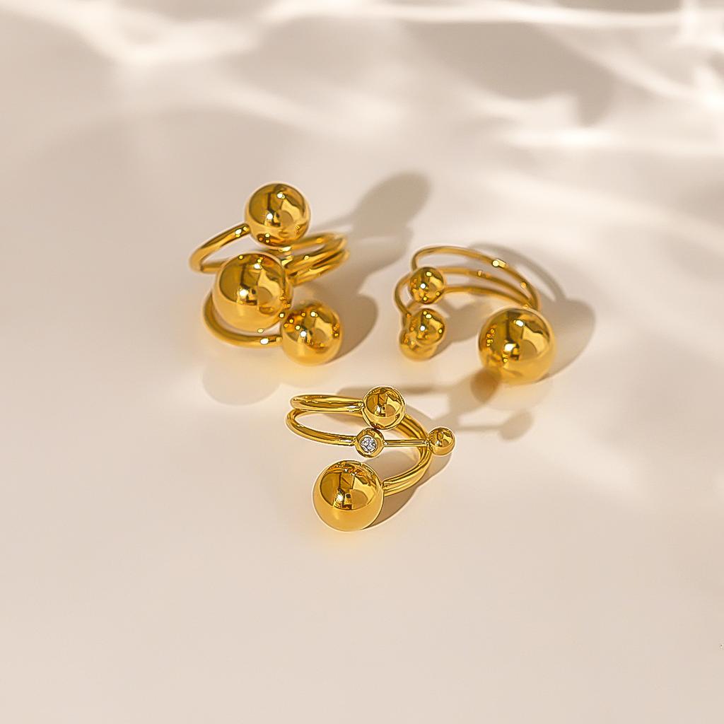 Stainless Steel Spherical Ring Geometric Personality Exaggerated Titanium Steel Ring Wind