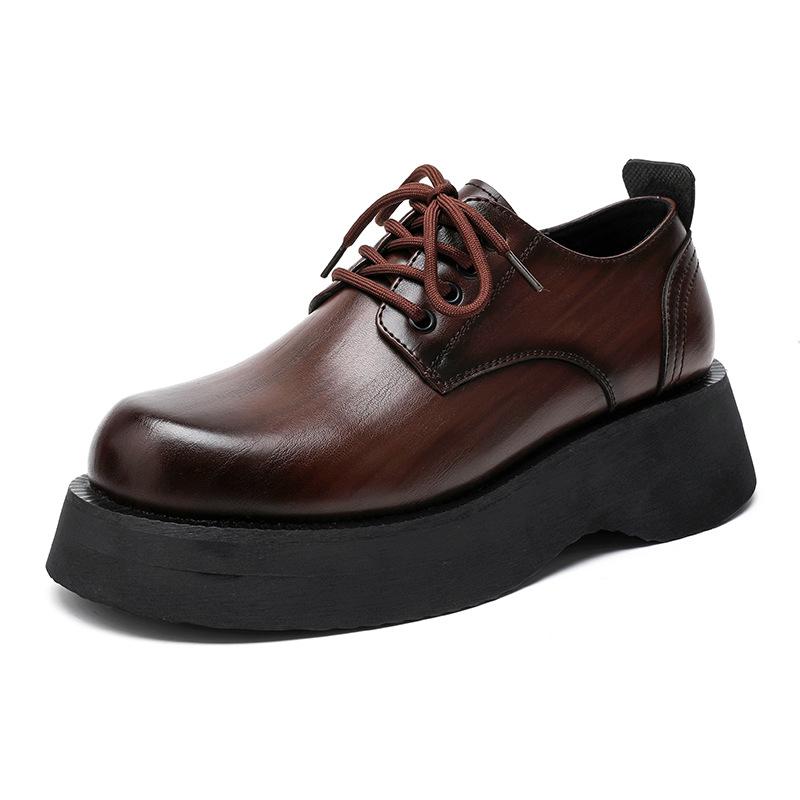 Spring new British style trend casual small leather shoes men's retro big head leather shoes platform men's shoes 2881-R