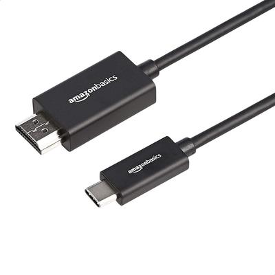 Amazon Basics Zu HDMI-Kabel Premium Thunderbolt 3 Schwarz USB-C Adapter, Aluminium, Kompatibel, 4K@60Hz, 0.9m,
