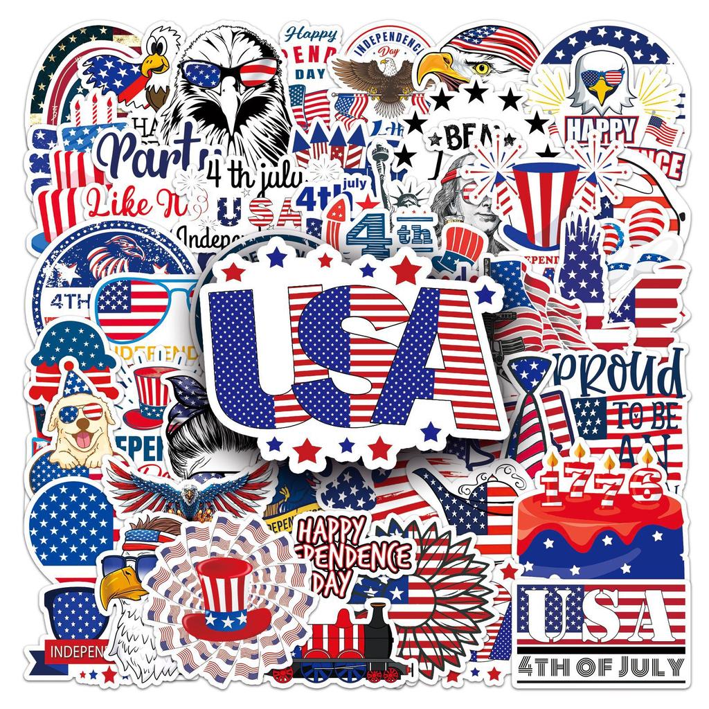 50 Photos of American Independence Day Graffiti Personalized Creative Decoration Mobile Phone Case Water Cup Suitcase Stickers Waterproof