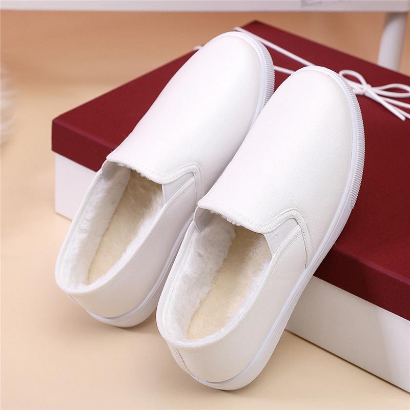 Winter Leather Waterproof Cotton Shoes Female Student Lazy Shoes Casual Female Nurse Female Shoes Boots