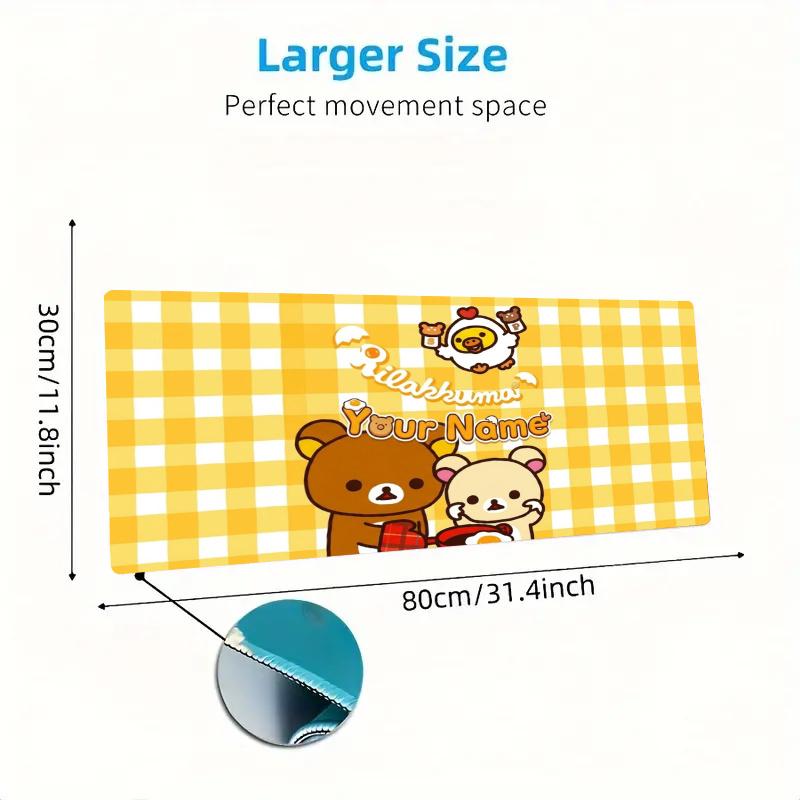 Cute Rilakkuma Breakfast Custom Name Large Size Mouse Pad Gaming Table Cushion Nonslip Laptop Tablet Big XXL Mat Mini PC Playmat With Lock edge