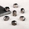 Tang Dynasty Eight-Edged Silver-Obsidian Spacer Beads for DIY Bracelets – Natural Crystal Luck Jewelry Accessory