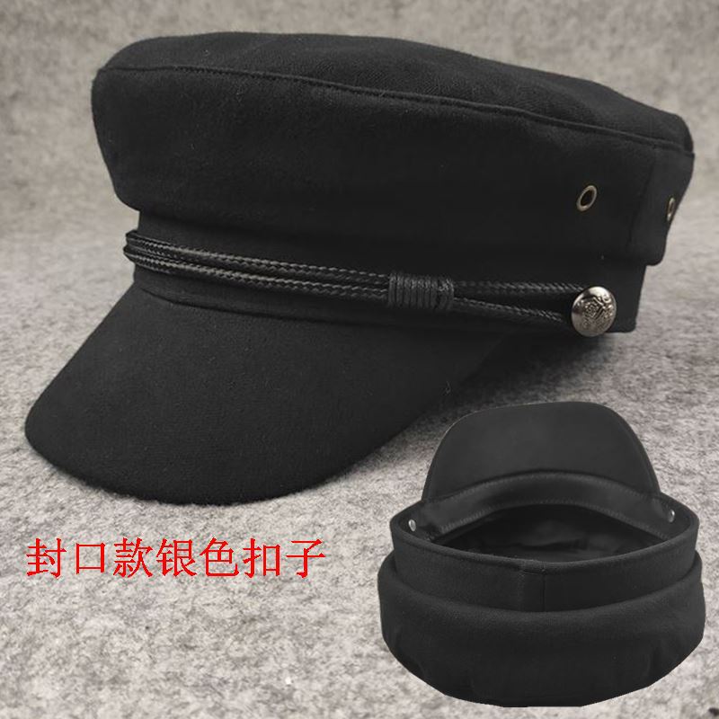 Sealed flat top hat retro casual student hat small head circumference men's hat big head circumference men's captain hat solid color hat women