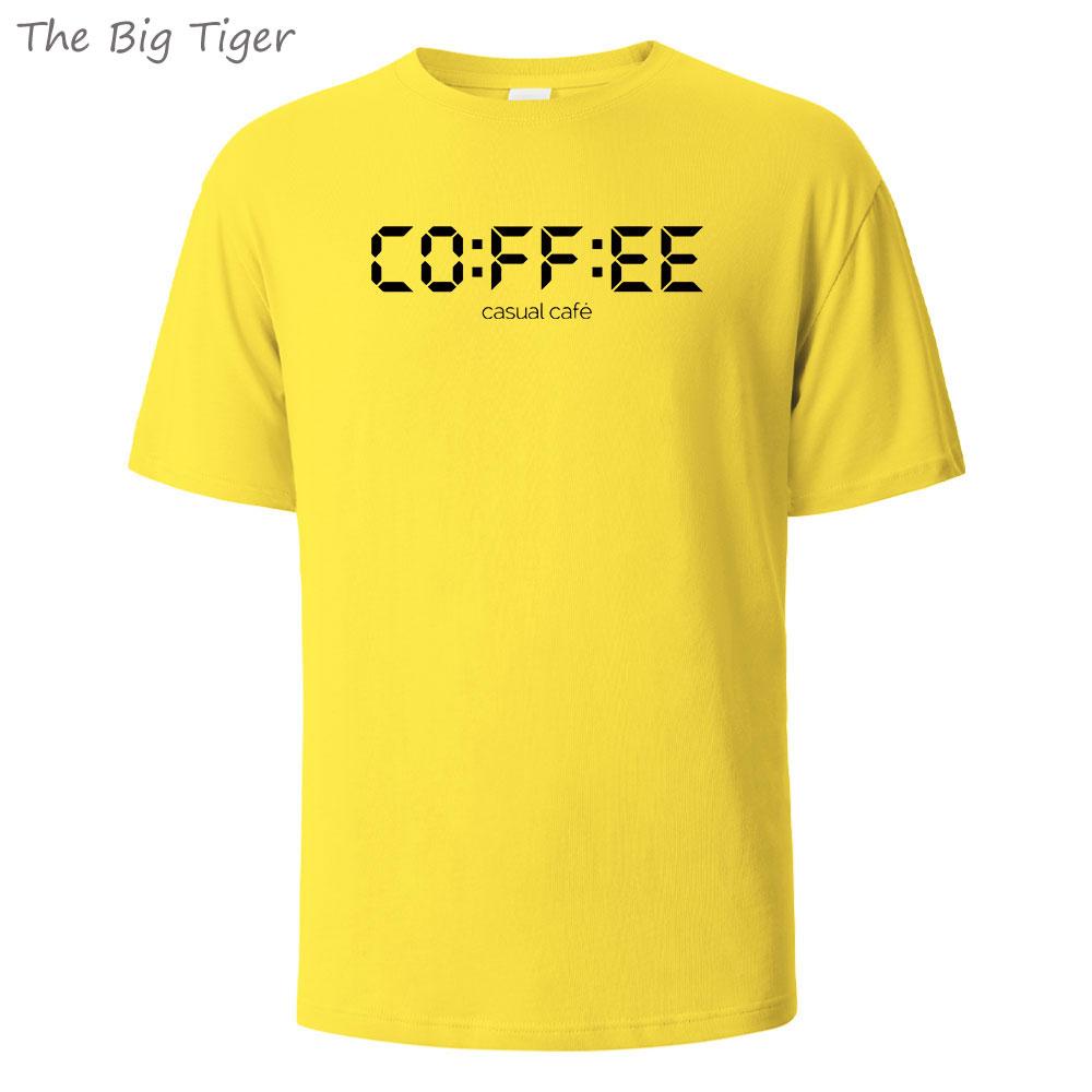 Coffie Printed Essential Cotton Tee Simple Crew Neck Design Soft Breathable Fabric Unisex Short Sleeve Shirt