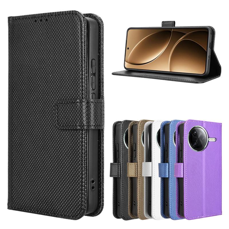 For Poco F7 Pro Luxury Flip Diamond Pattern lanyard Business Wallet Case Leather for Poco F7 Ultra Phone Case