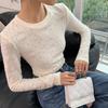 Apricot Long Sleeve Lace Knitwear Women's Autumn Winter Fashion Slim Fit Base Layer Top